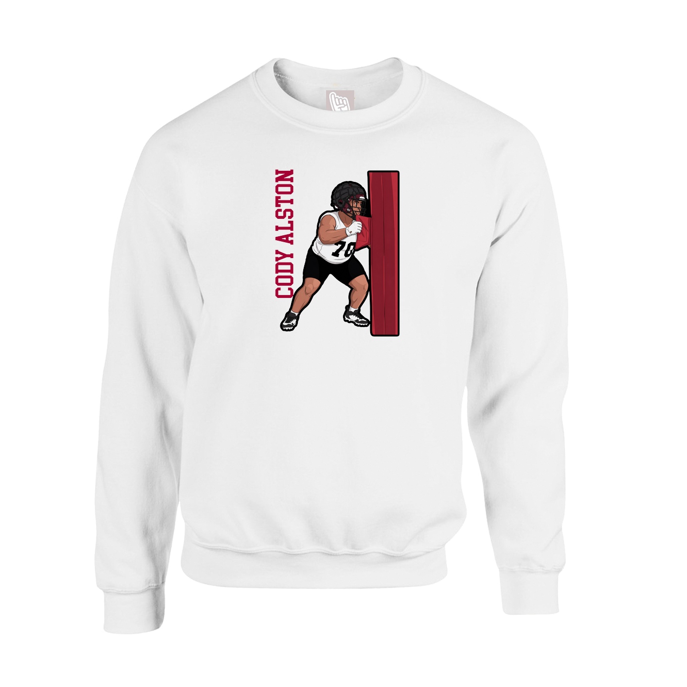 Fleece Crew — Name Vertical in White