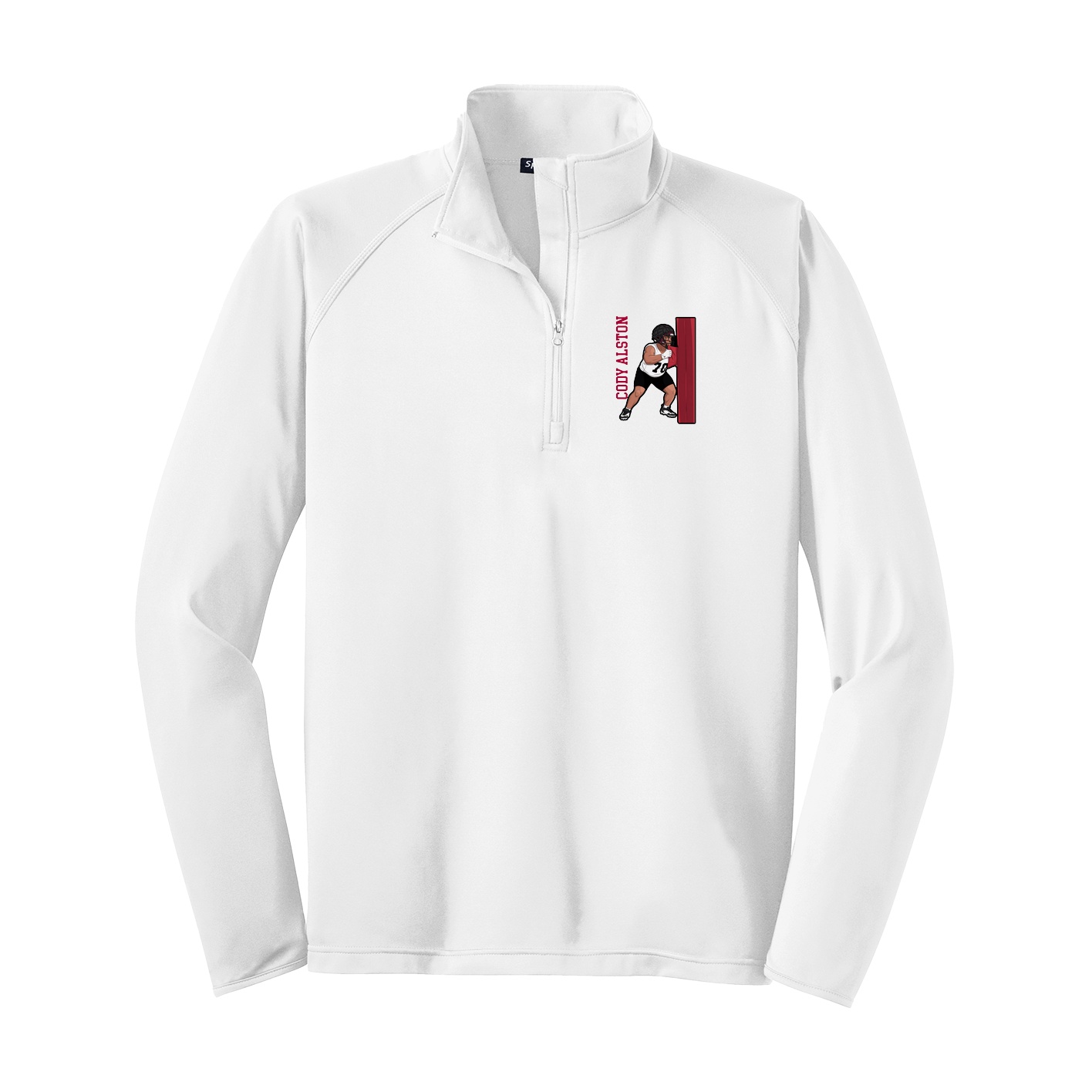 Q-Zip Pullover — Name Vertical in White