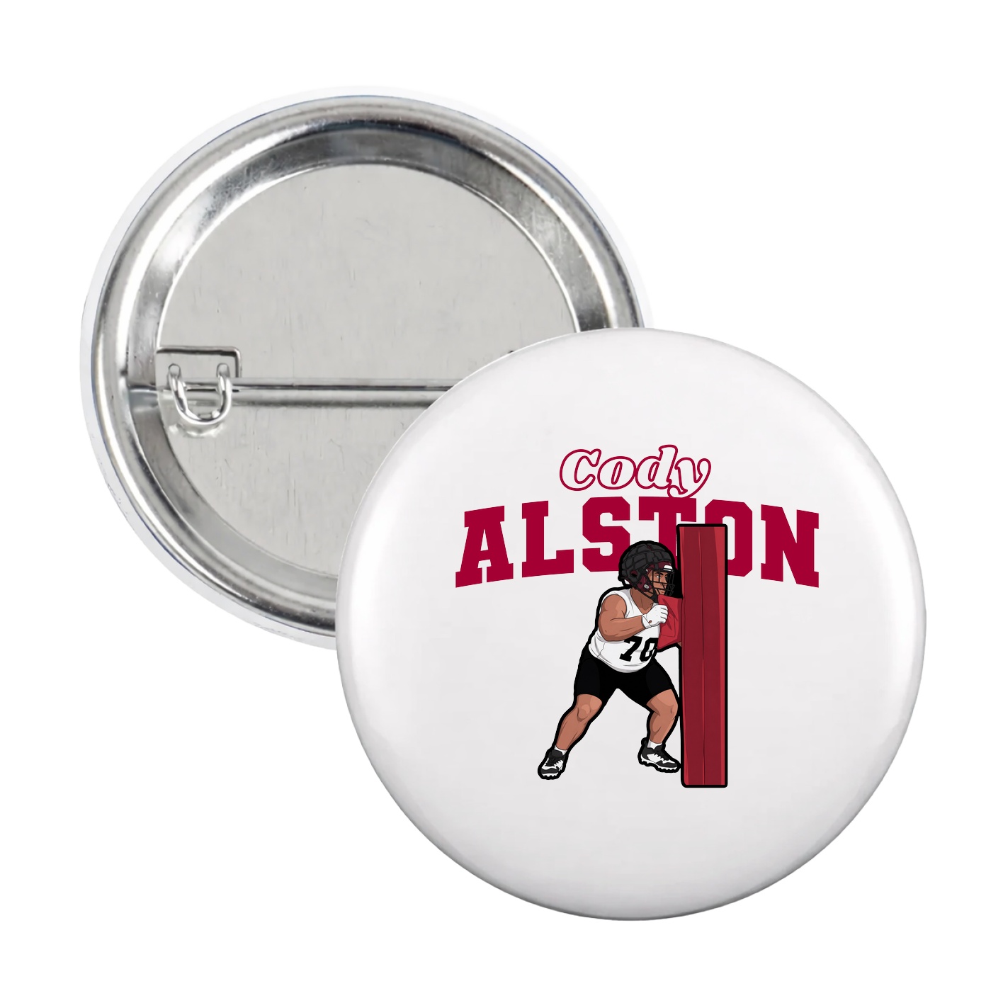 Game Day Button — Name Arch in White