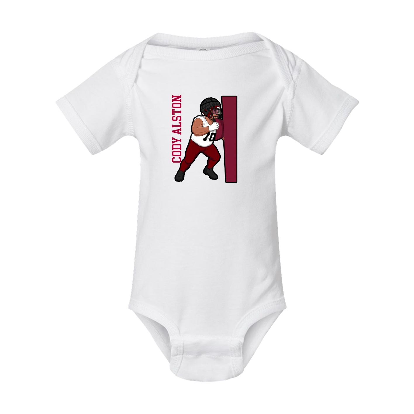 Baby Onesie — Name Vertical in White