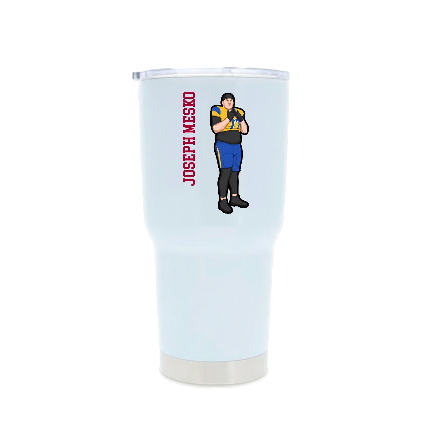 30oz Stainless Steel Tumbler — Name Vertical in White