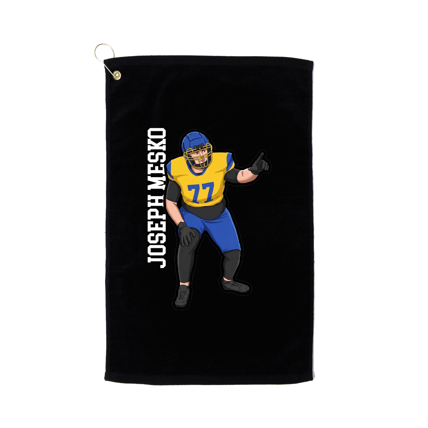 Golf Towel — Name Vertical in Black