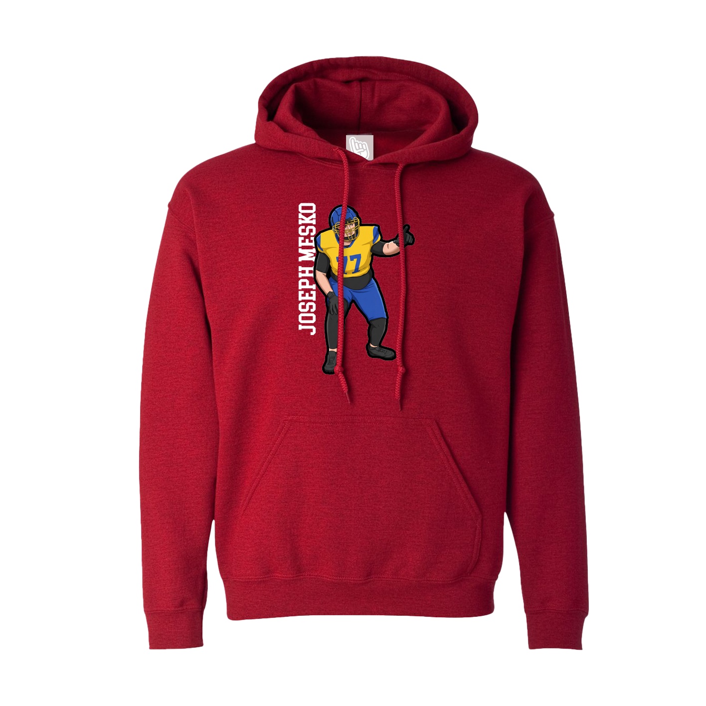 Hoodie — Name Vertical in Crimson