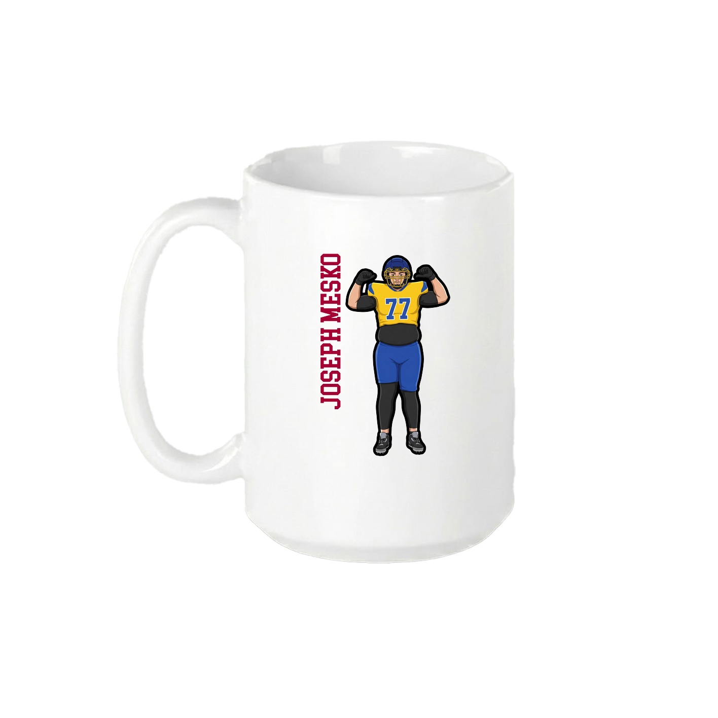 15oz Coffee Mug — Name Vertical in White