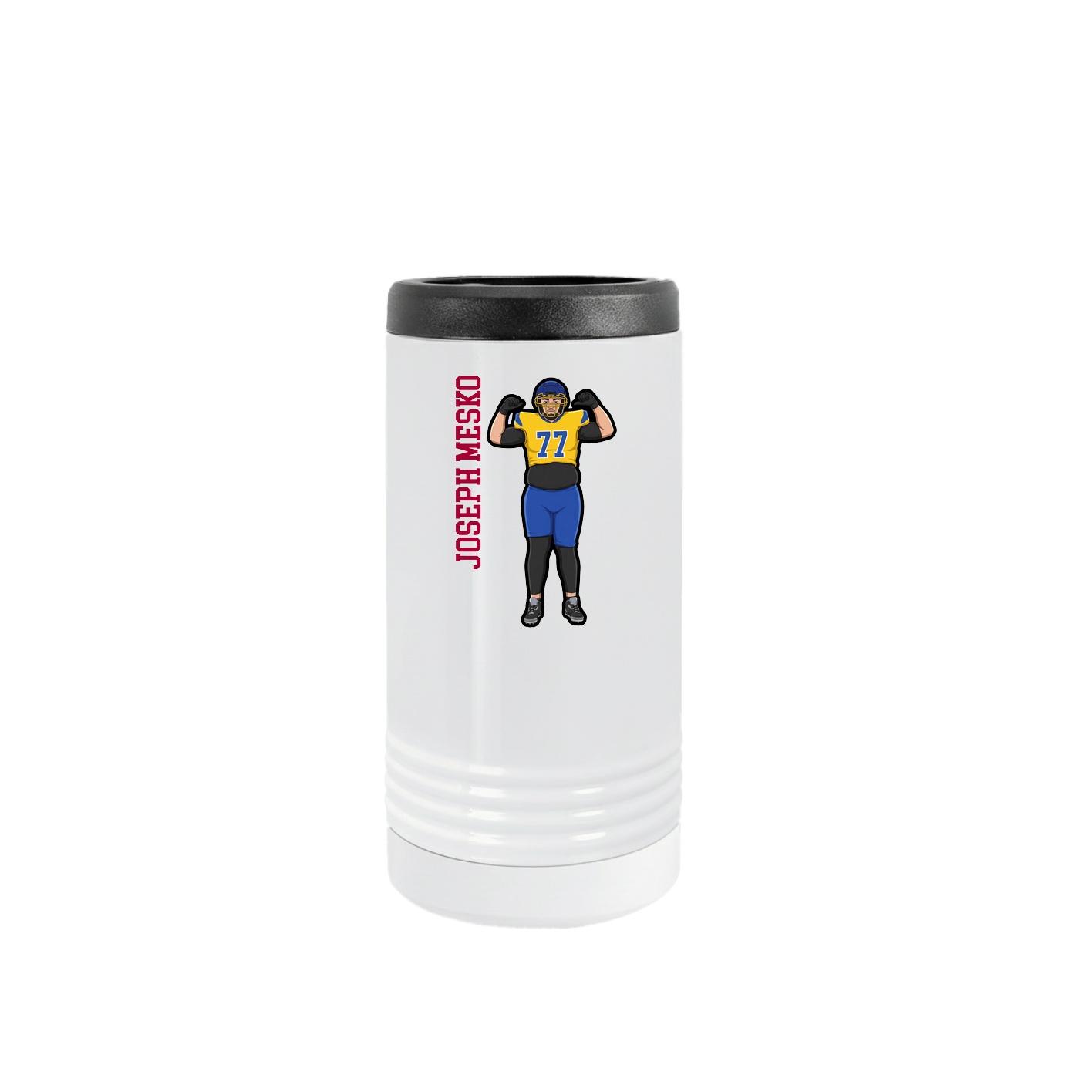 Slim Beverage Holder — Name Vertical in White