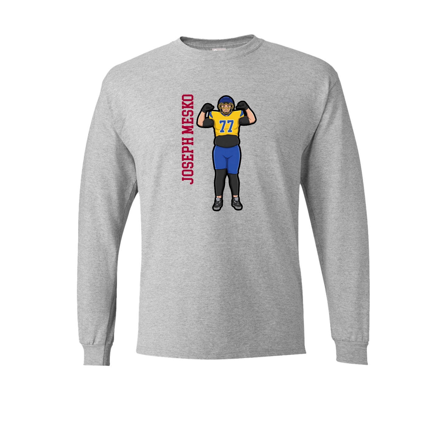 Long Sleeve Tee — Name Vertical in Grey