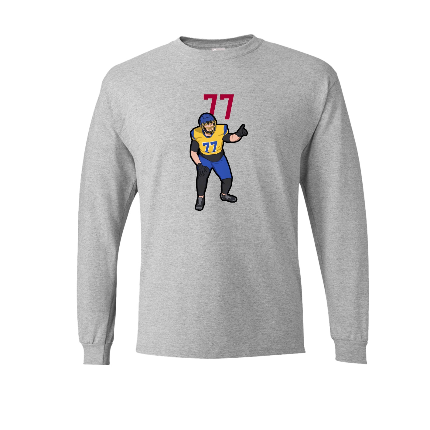 Long Sleeve Tee — Number Top in Grey