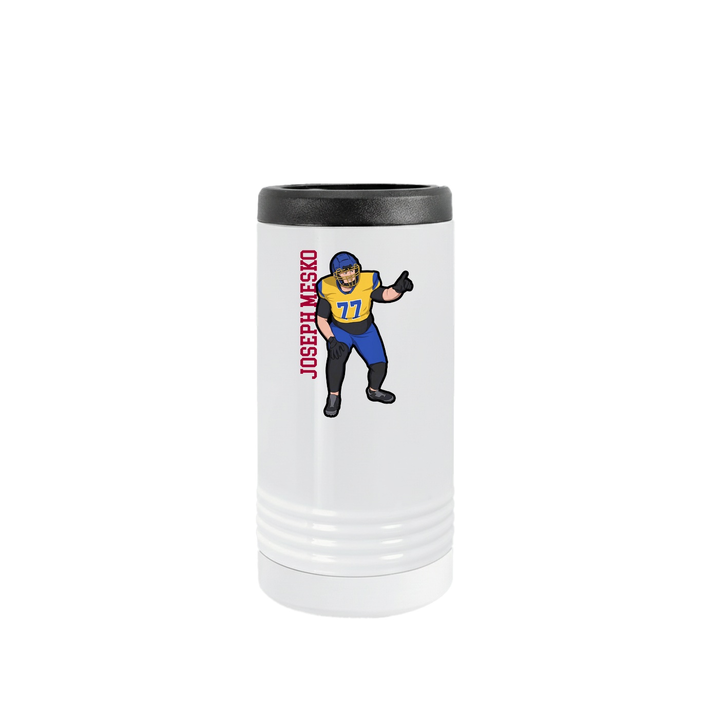 Slim Beverage Holder — Name Vertical in White