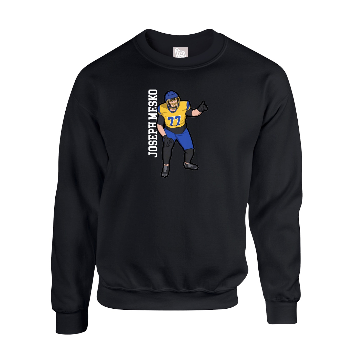 Fleece Crew — Name Vertical in Black