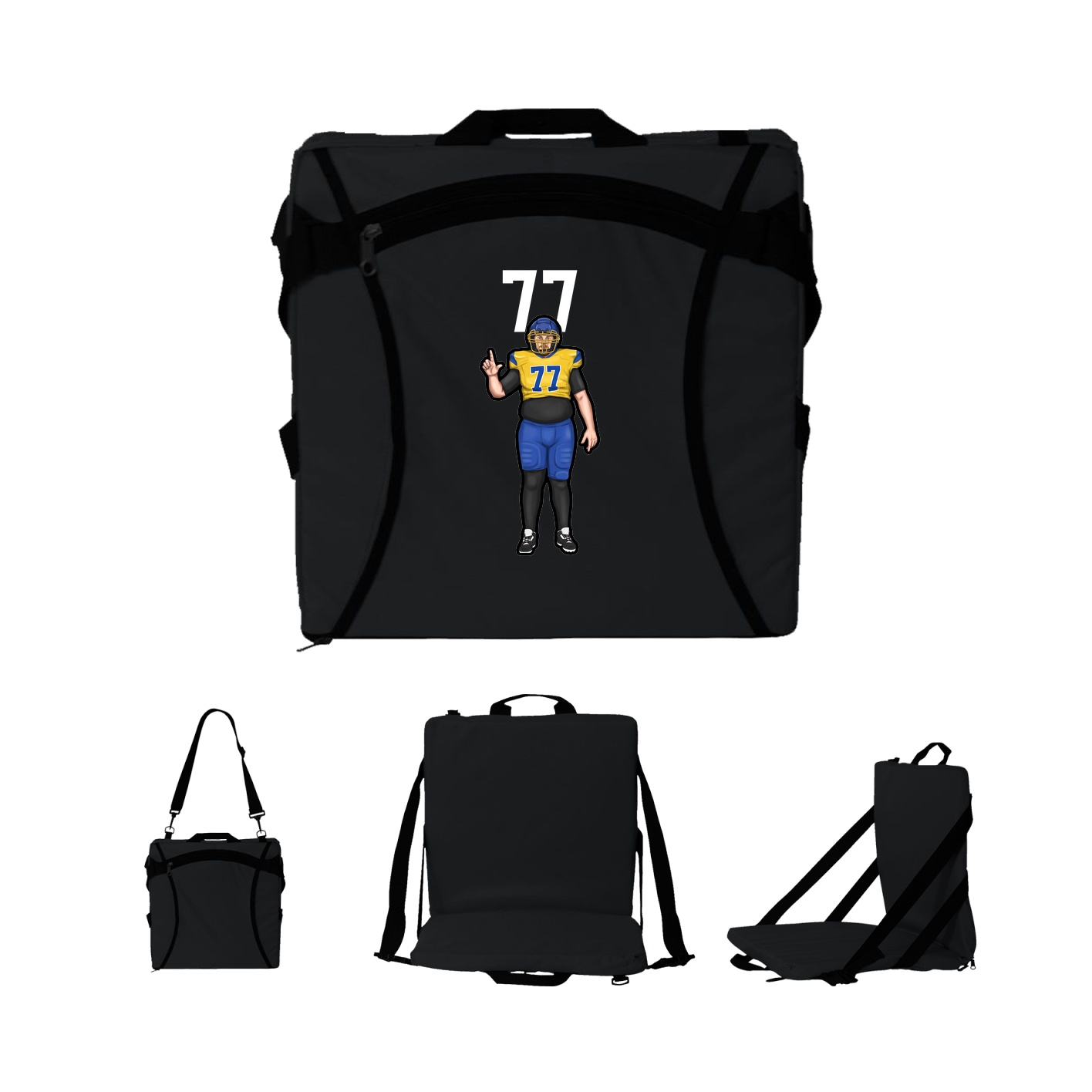 Folding Stadium Seat — Number Top in Black