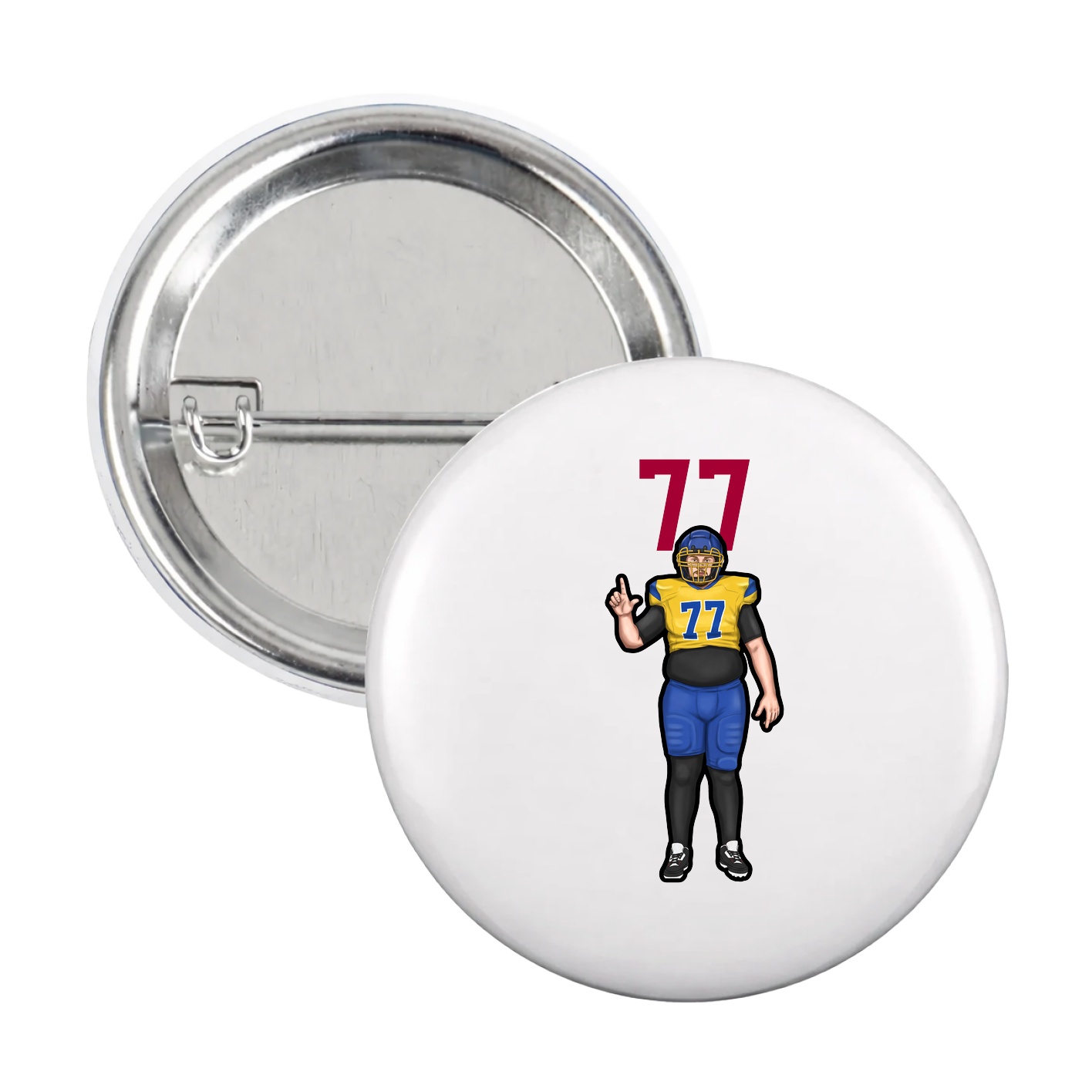 Game Day Button — Number Top in White