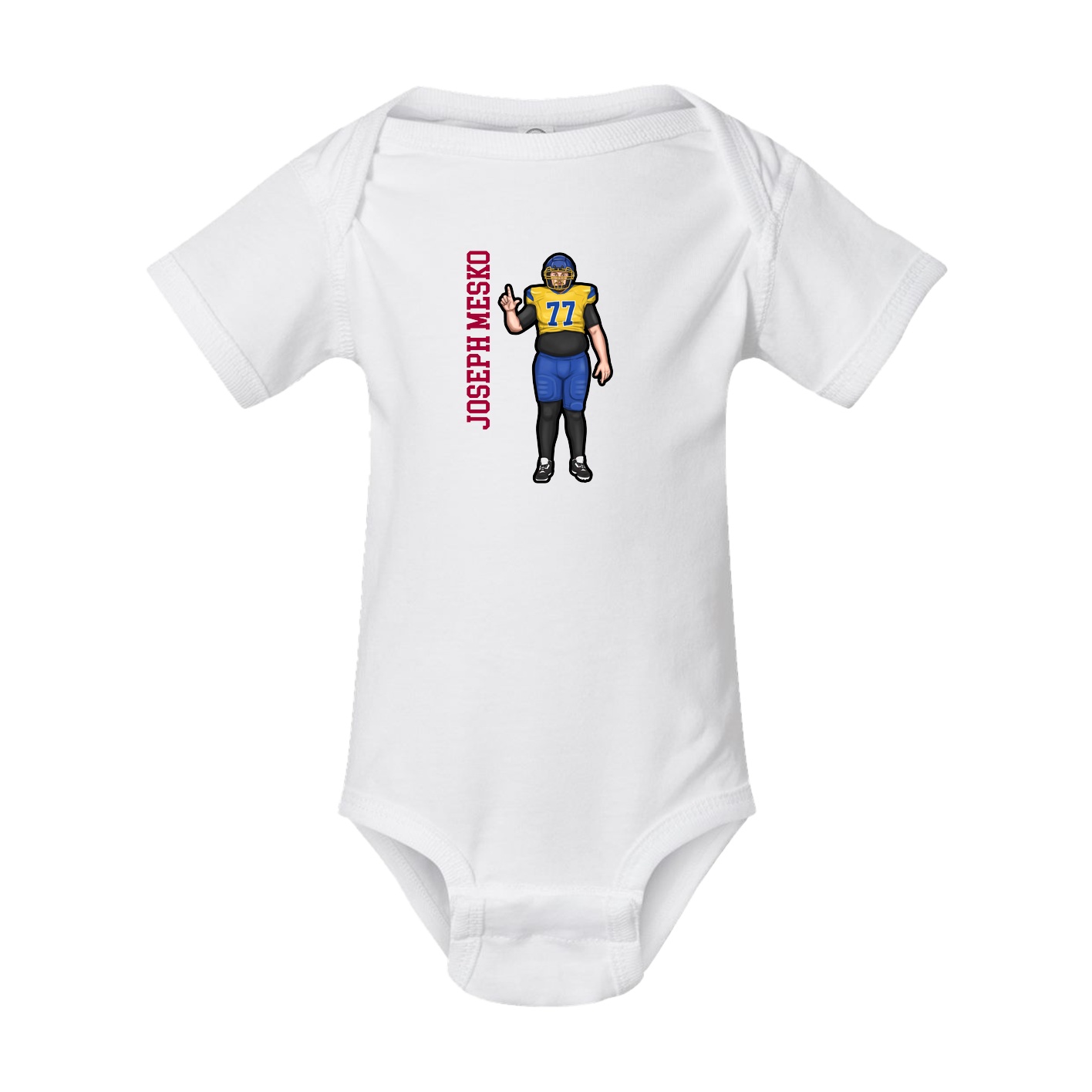 Baby Onesie — Name Vertical in White