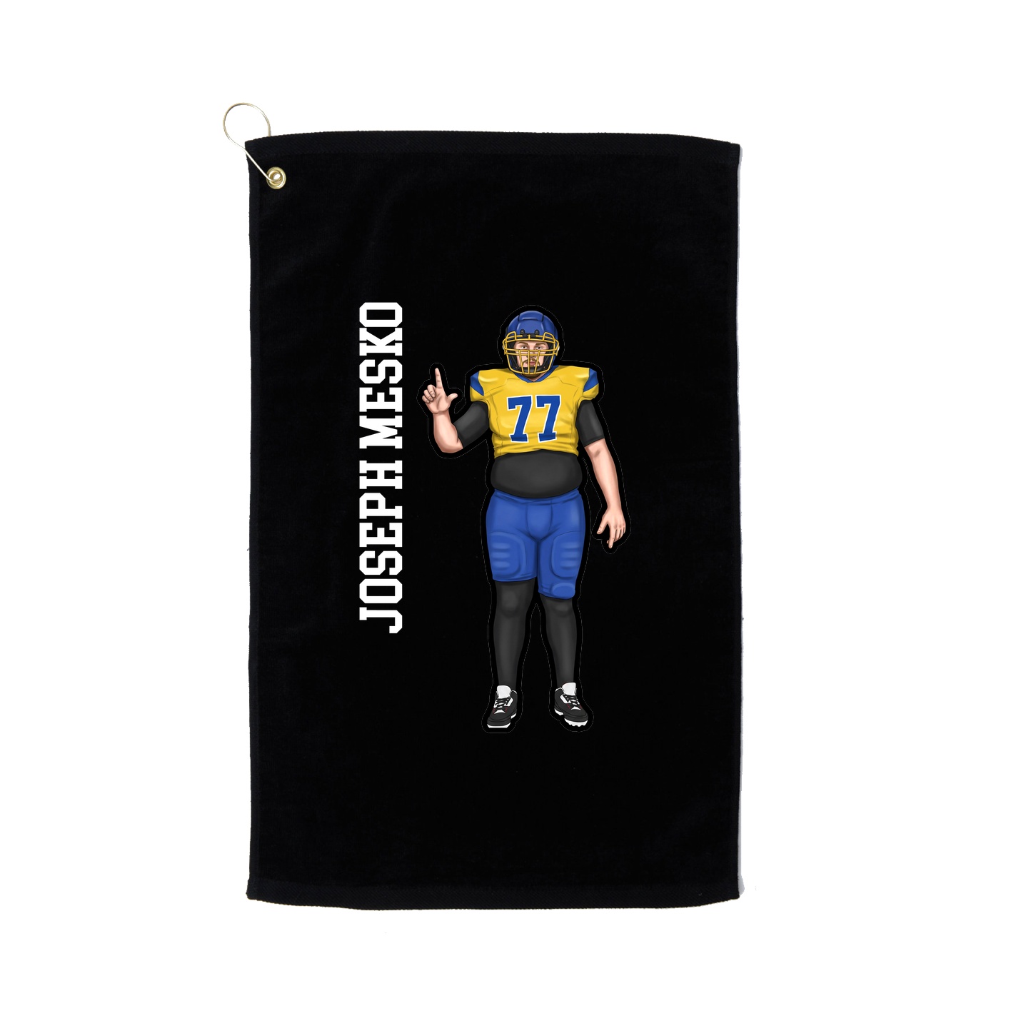 Golf Towel — Name Vertical in Black