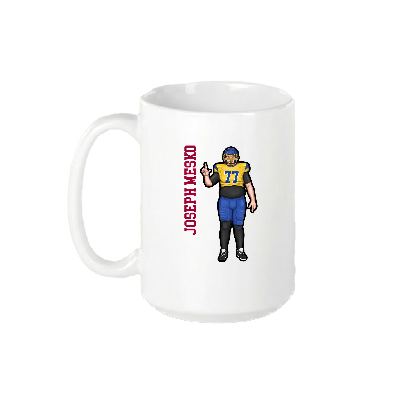 15oz Coffee Mug — Name Vertical in White