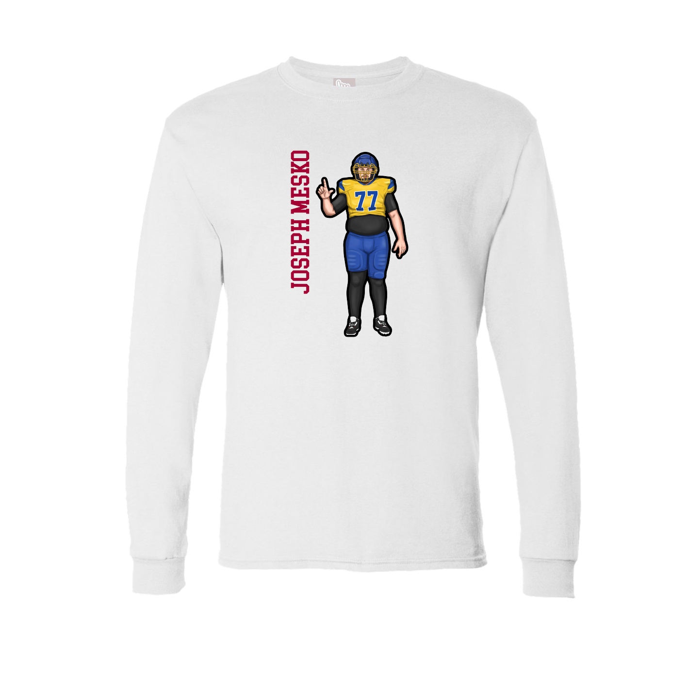Long Sleeve Tee — Name Vertical in White