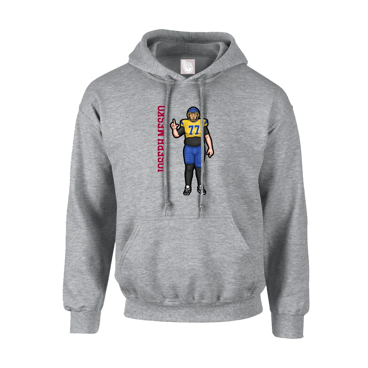 Youth Hoodie — Name Vertical in Grey