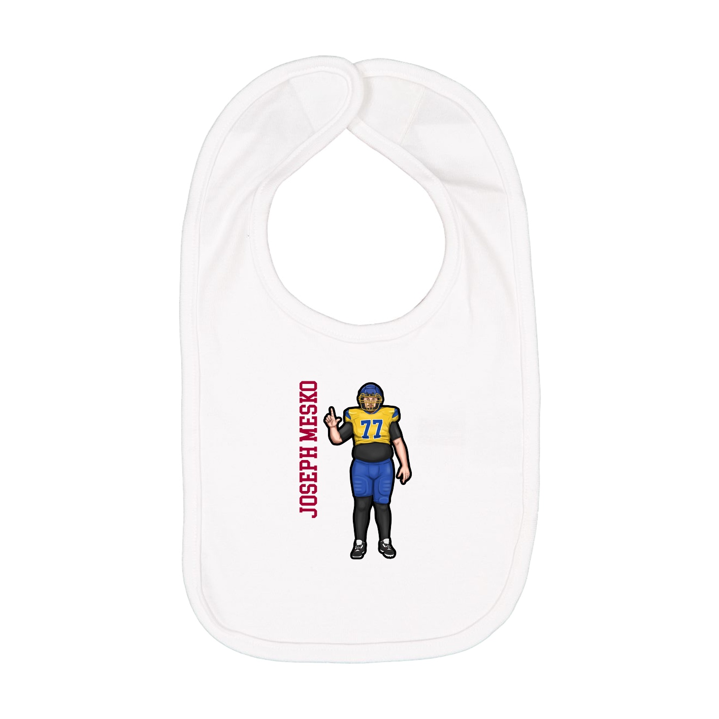 Infant Bib — Name Vertical in White