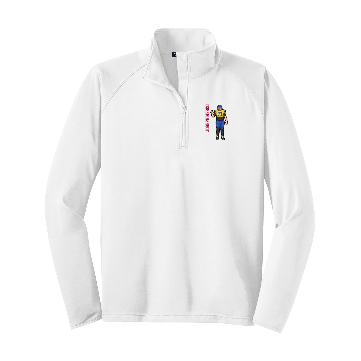 Q-Zip Pullover — Name Vertical in White