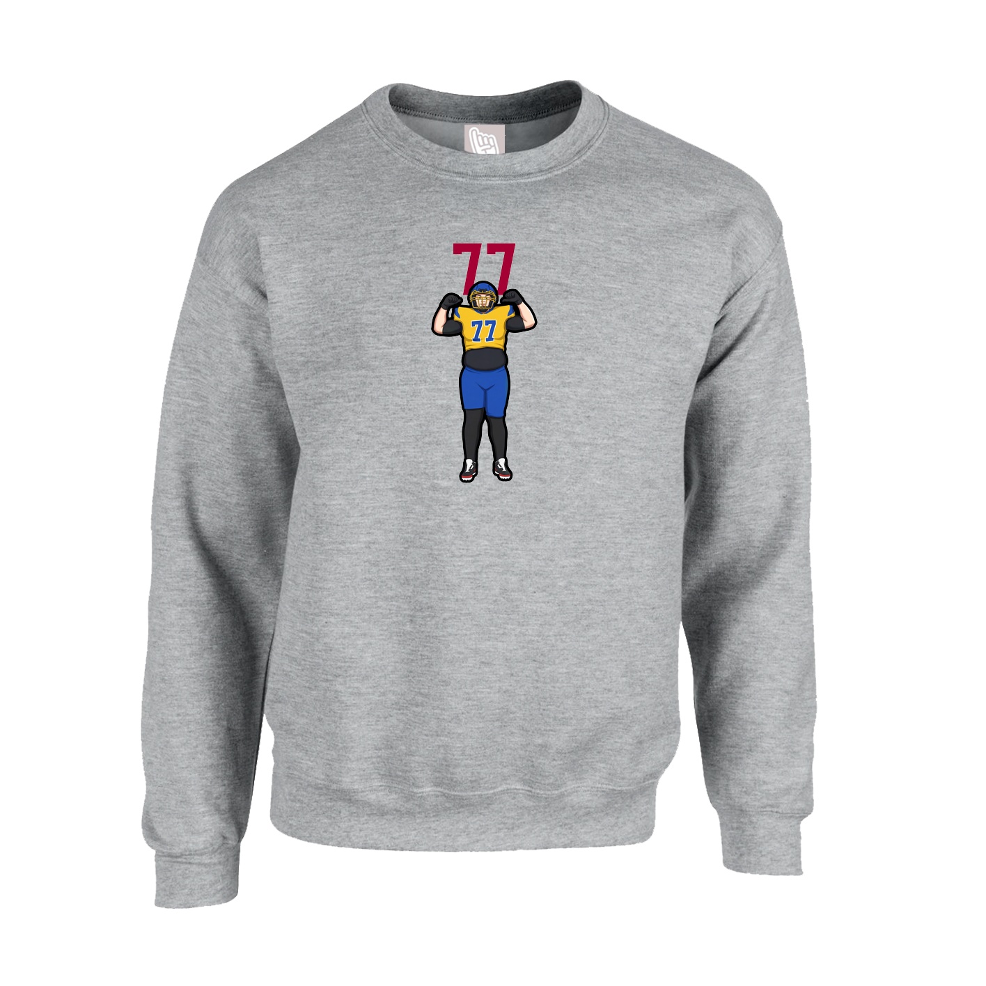 Fleece Crew — Number Top in Grey