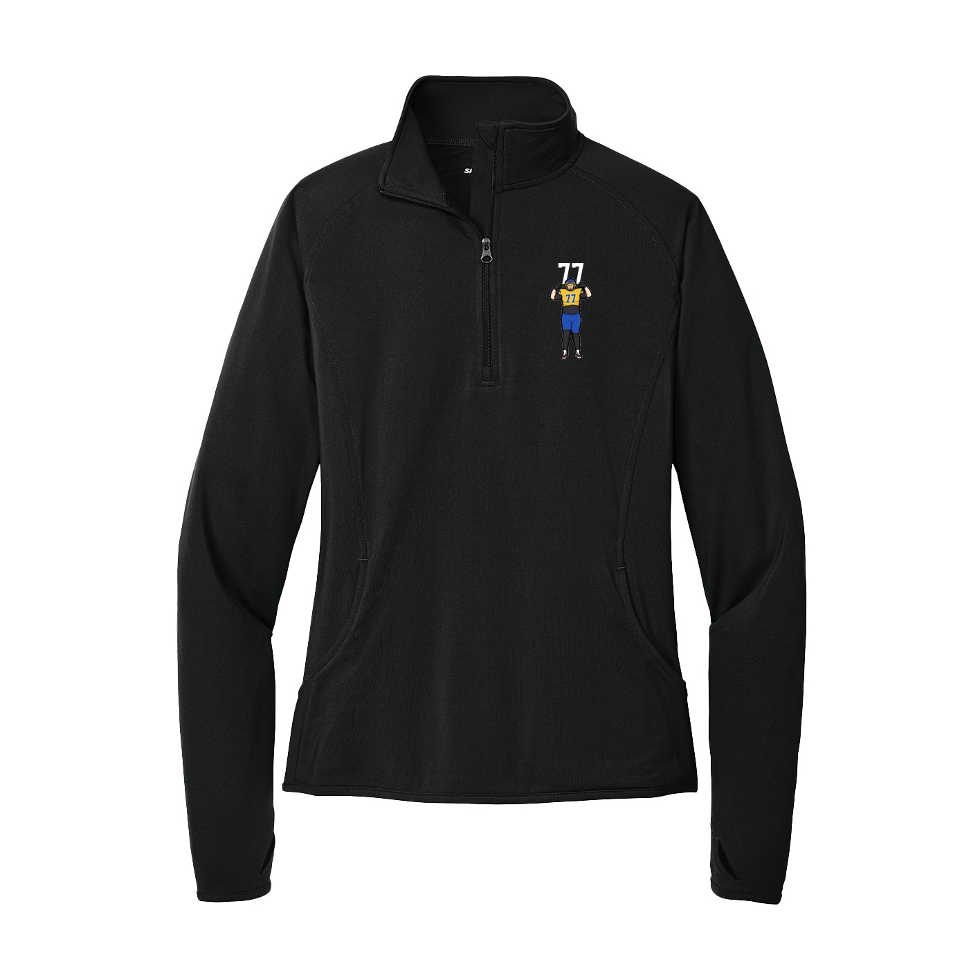 Women's Q-Zip Pullover — Number Top in Black