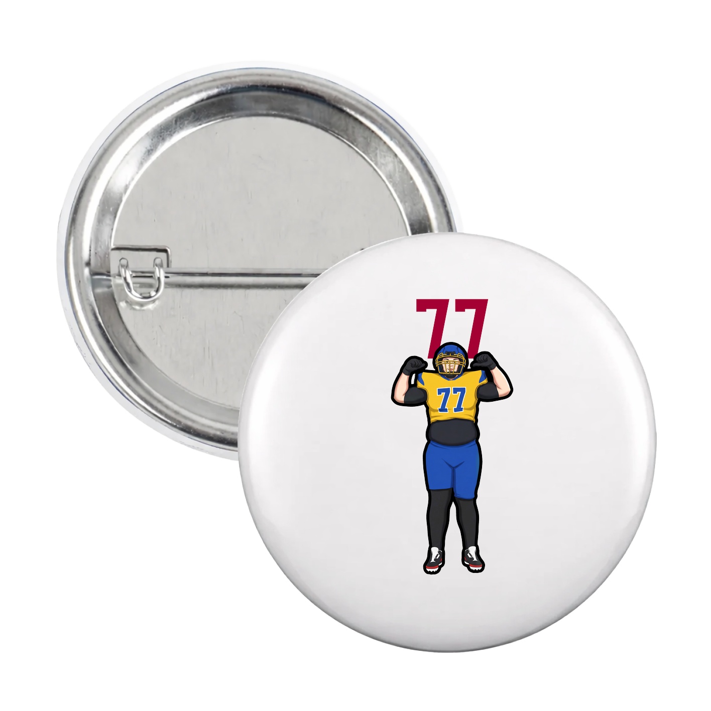 Game Day Button — Number Top in White