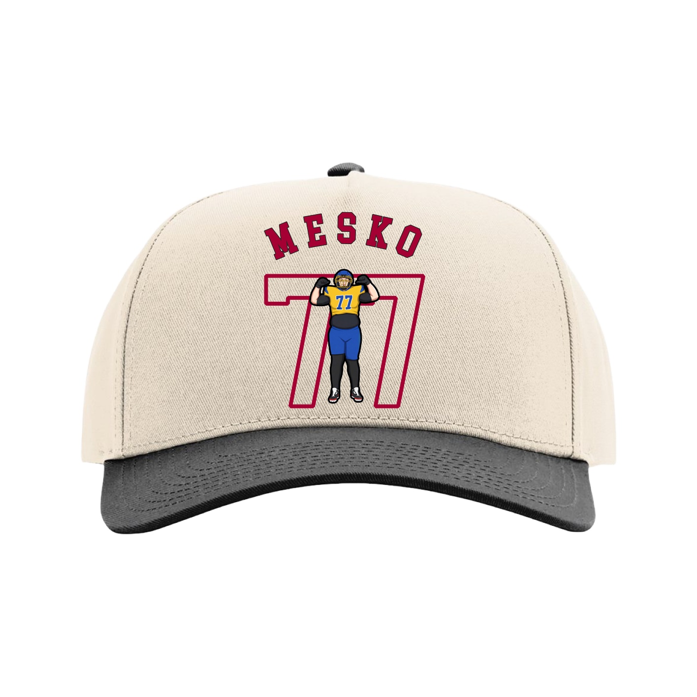 Full Fabric Five-Panel Champ Cap — Shirsey Arch in Cream/Black