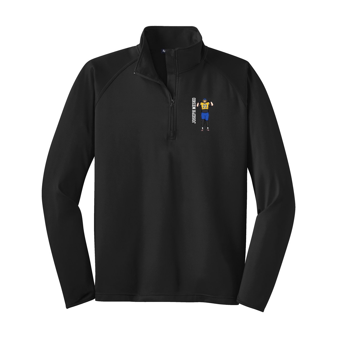Q-Zip Pullover — Name Vertical in Black