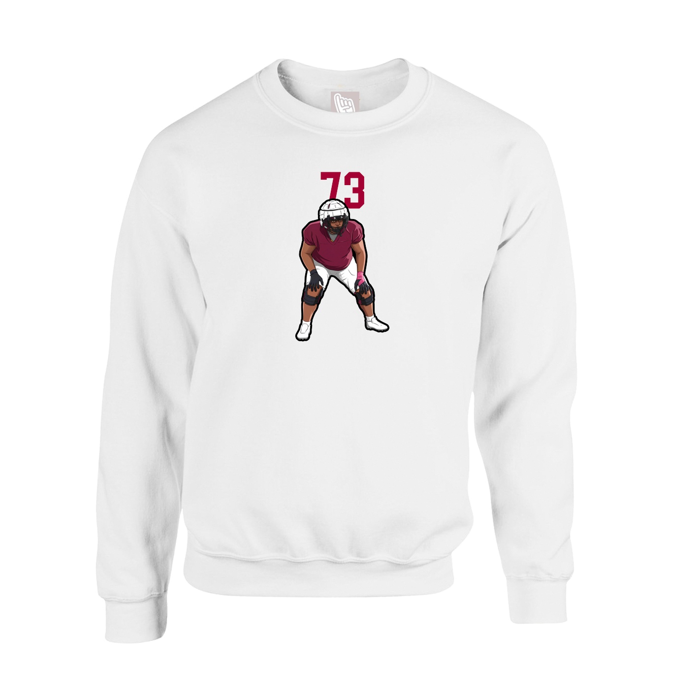 Fleece Crew — Number Top in White