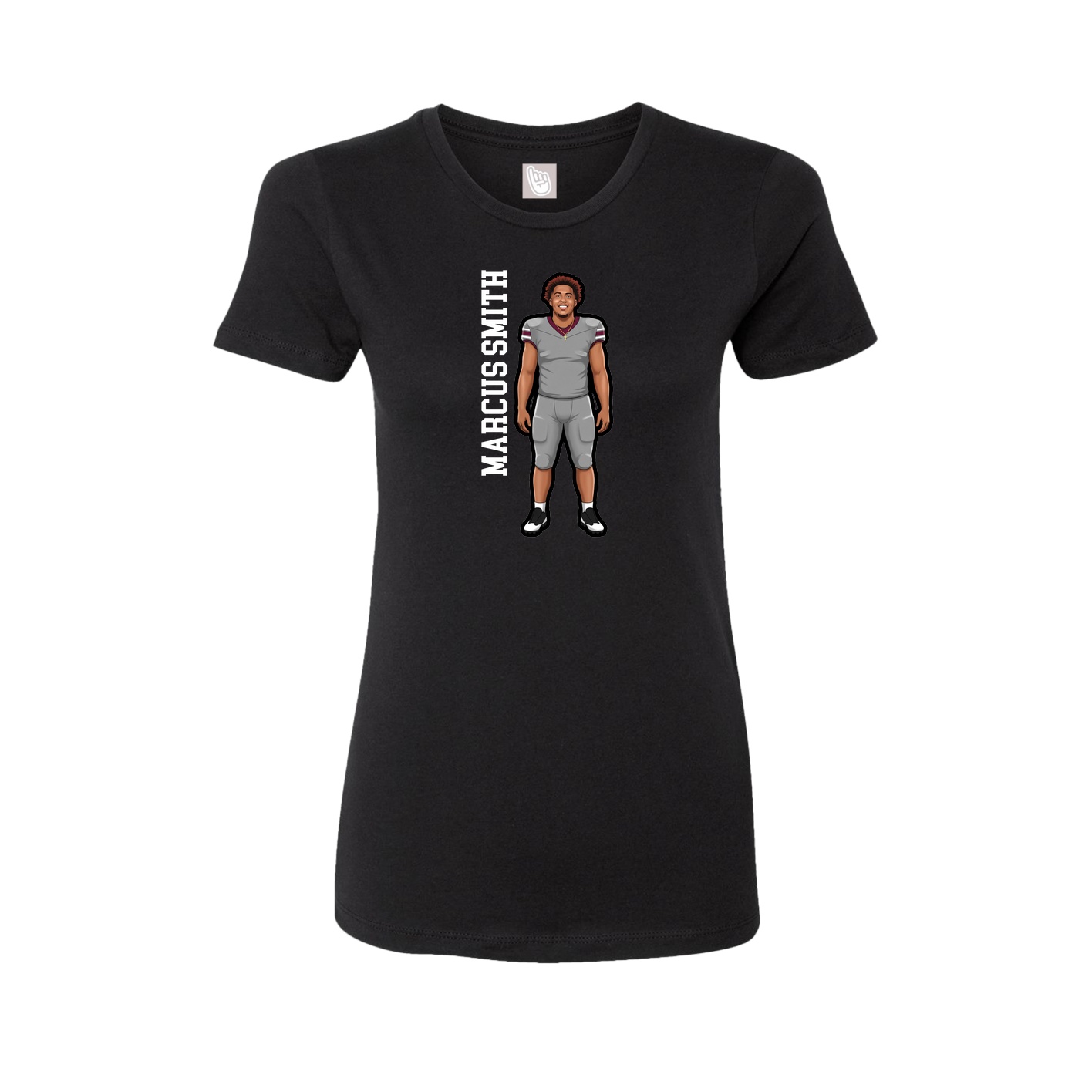 Fitted Women's Tee — Name Vertical in Black