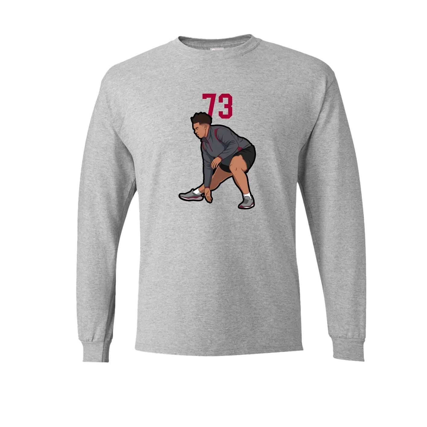 Long Sleeve Tee — Number Top in Grey