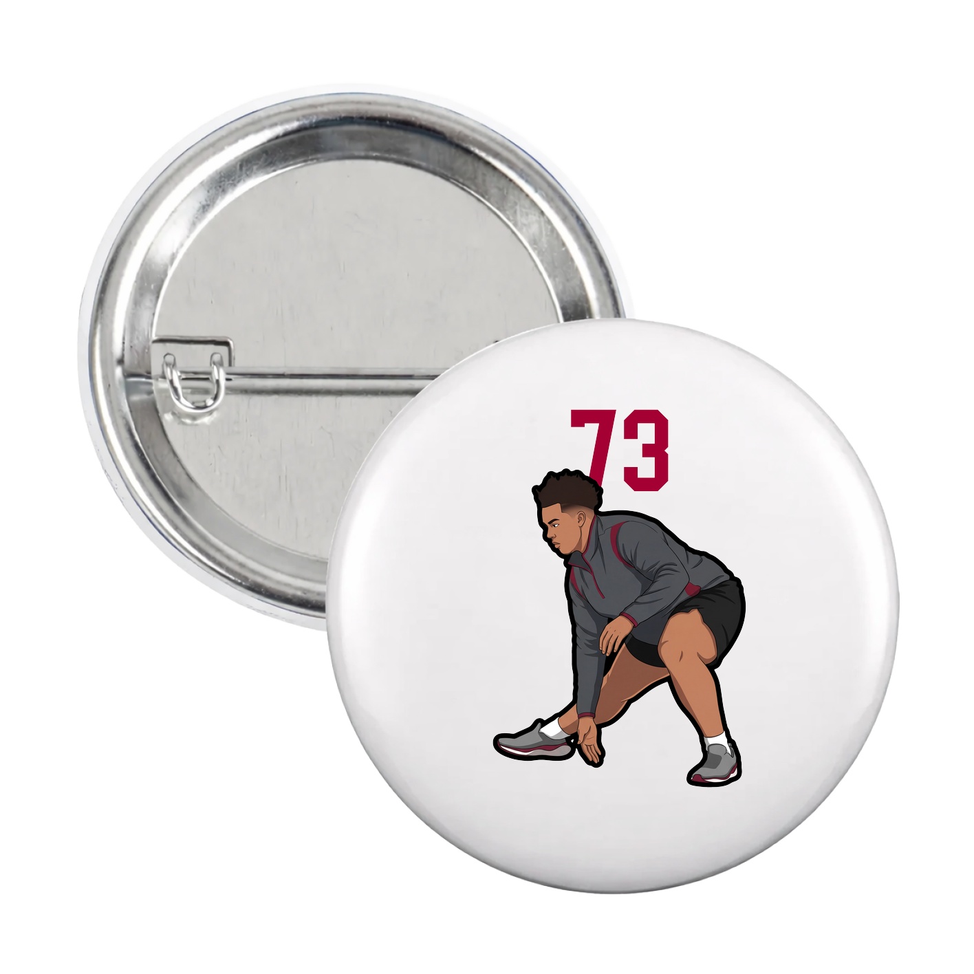 Game Day Button — Number Top in White