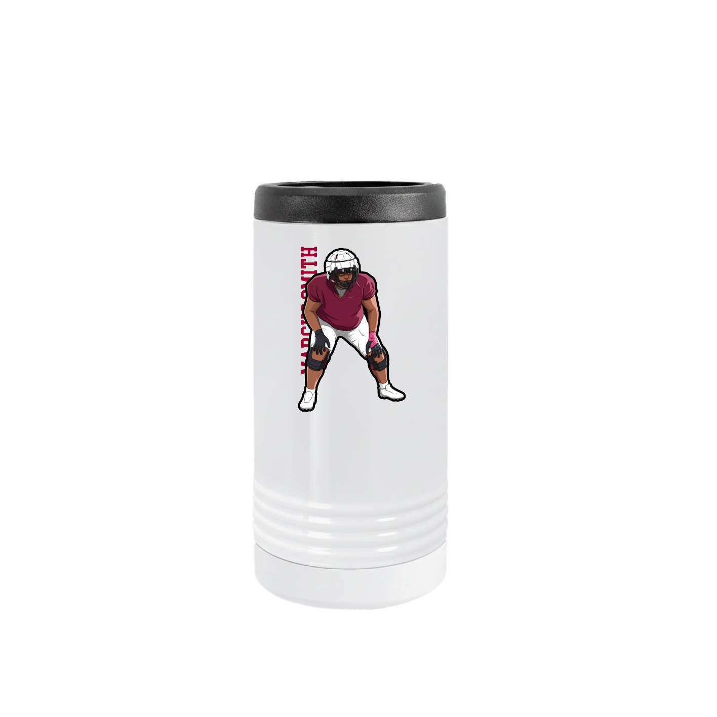 Slim Beverage Holder — Name Vertical in White