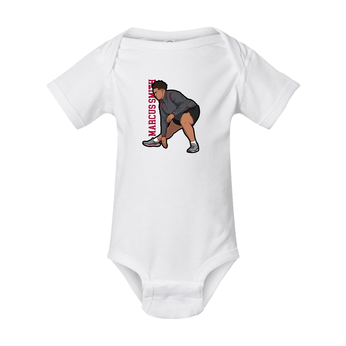 Baby Onesie — Name Vertical in White