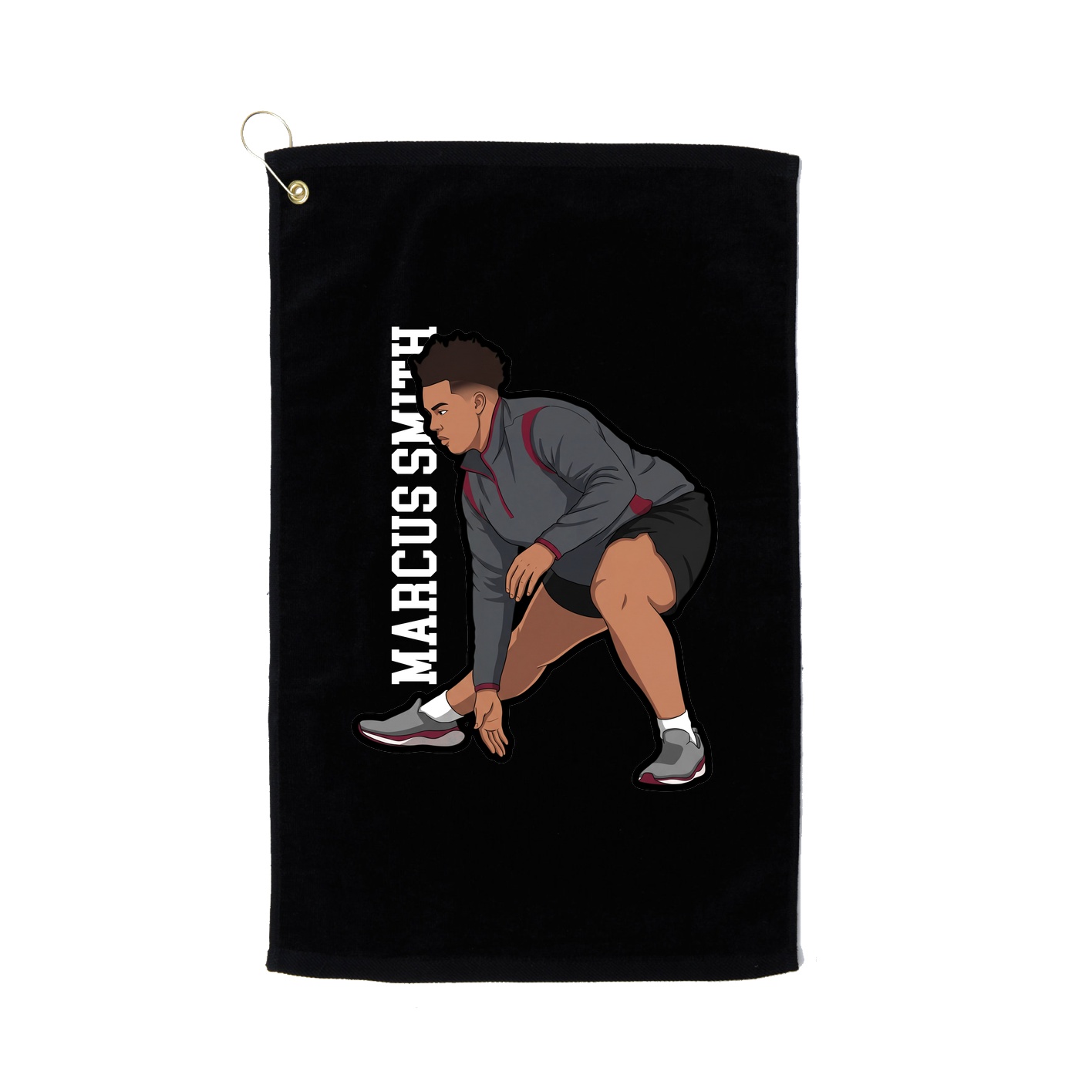 Golf Towel — Name Vertical in Black