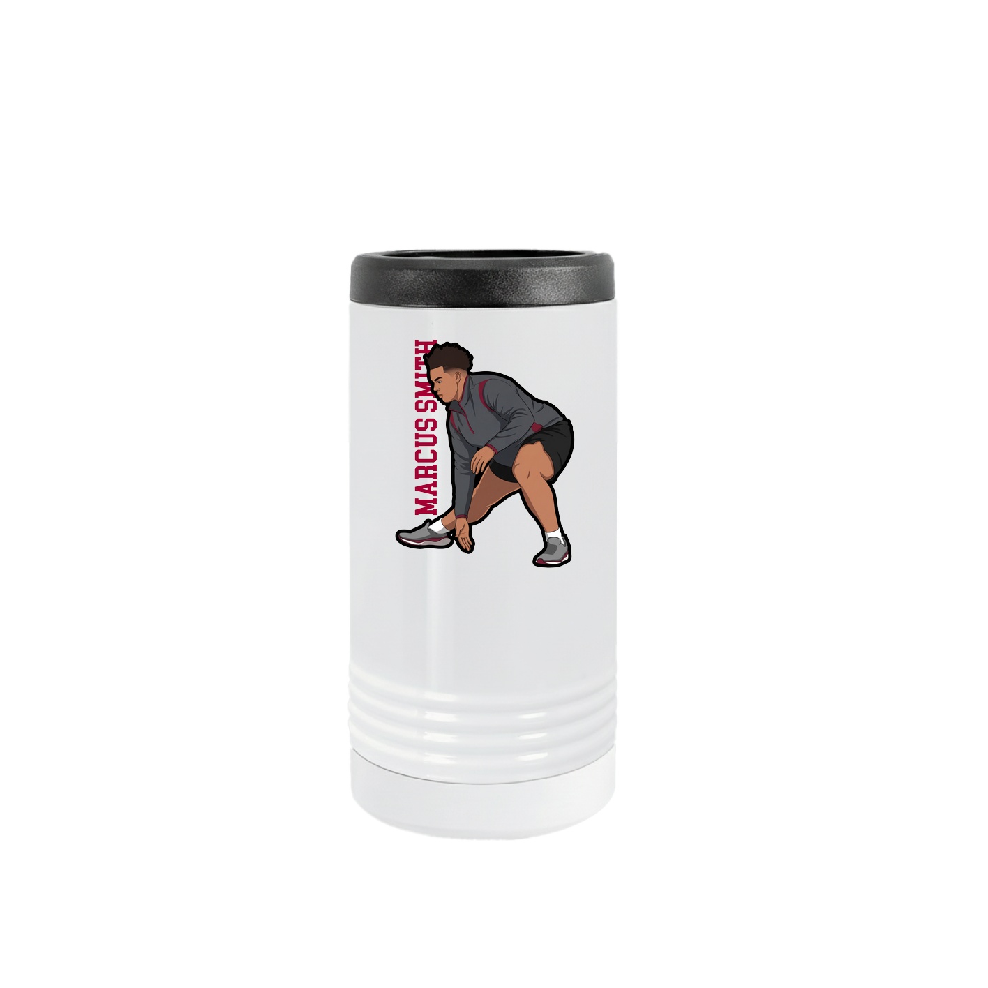 Slim Beverage Holder — Name Vertical in White