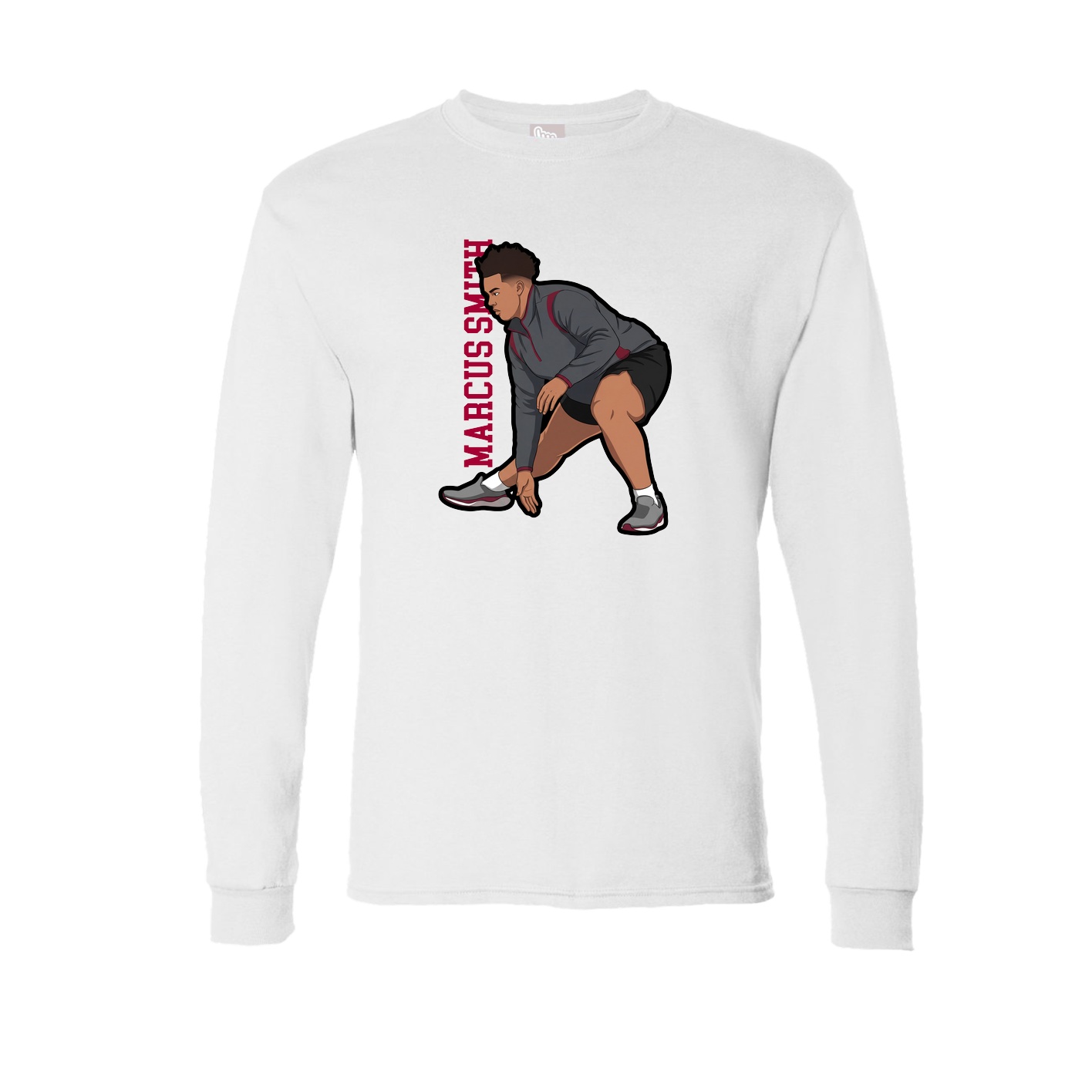 Long Sleeve Tee — Name Vertical in White