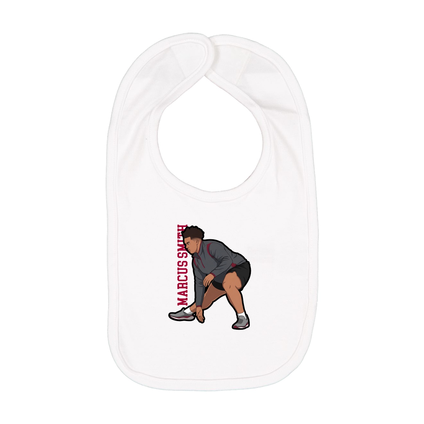 Infant Bib — Name Vertical in White