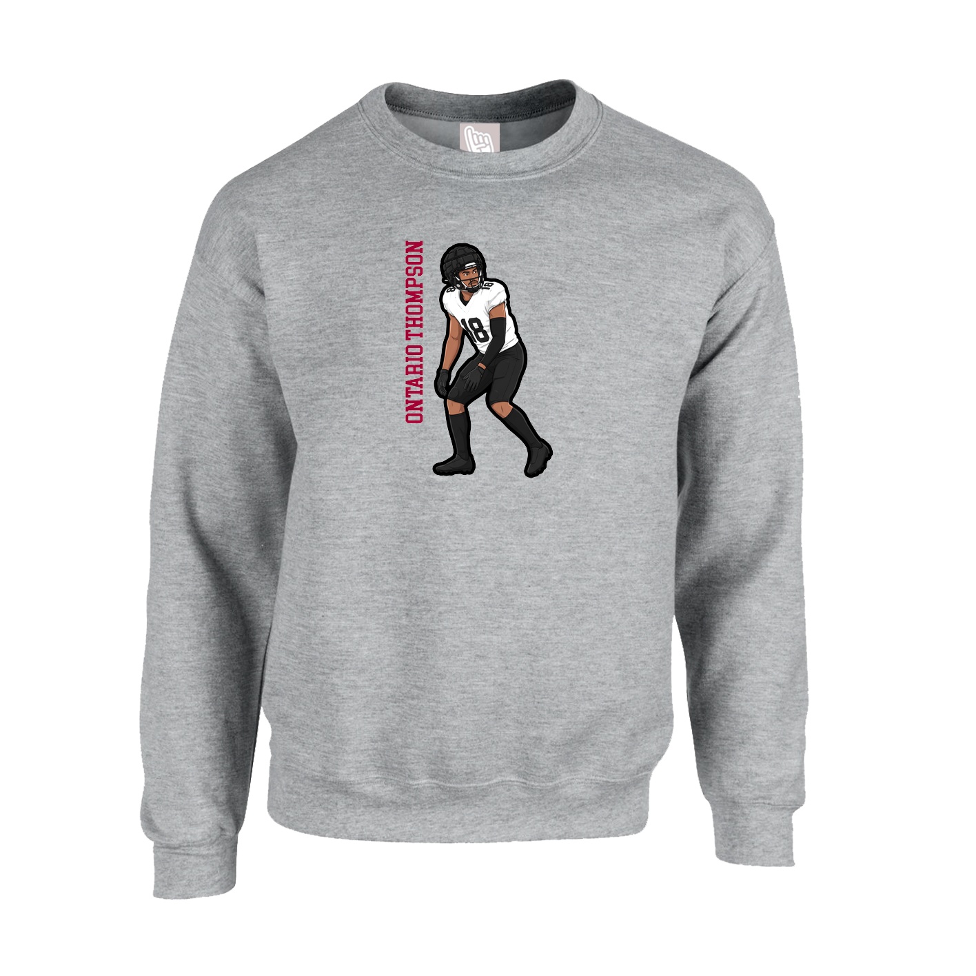 Fleece Crew — Name Vertical in Grey