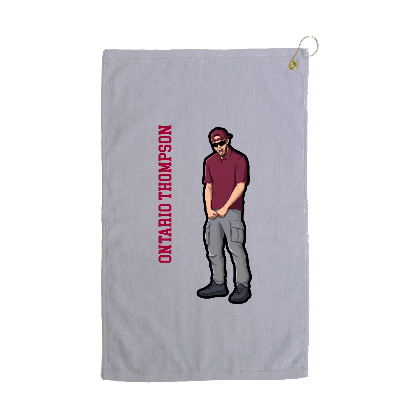 Golf Towel — Name Vertical in Grey