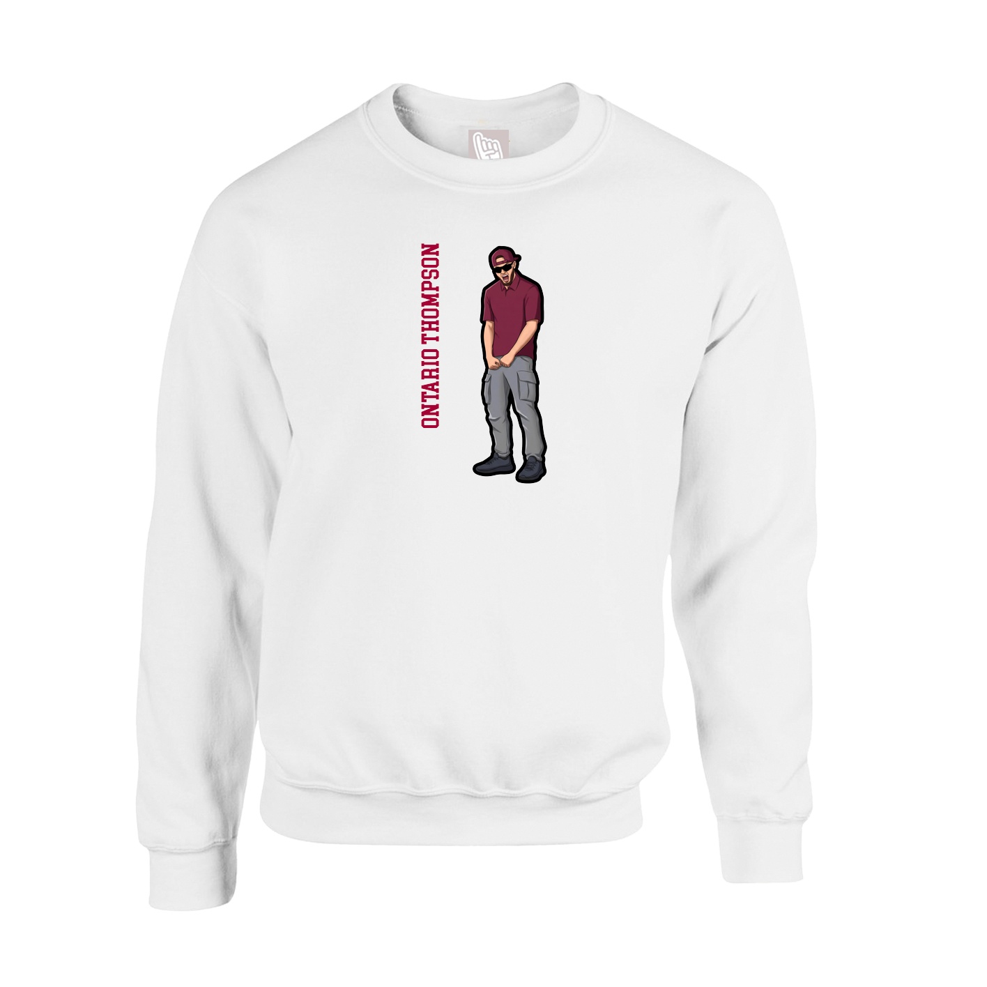 Fleece Crew — Name Vertical in White