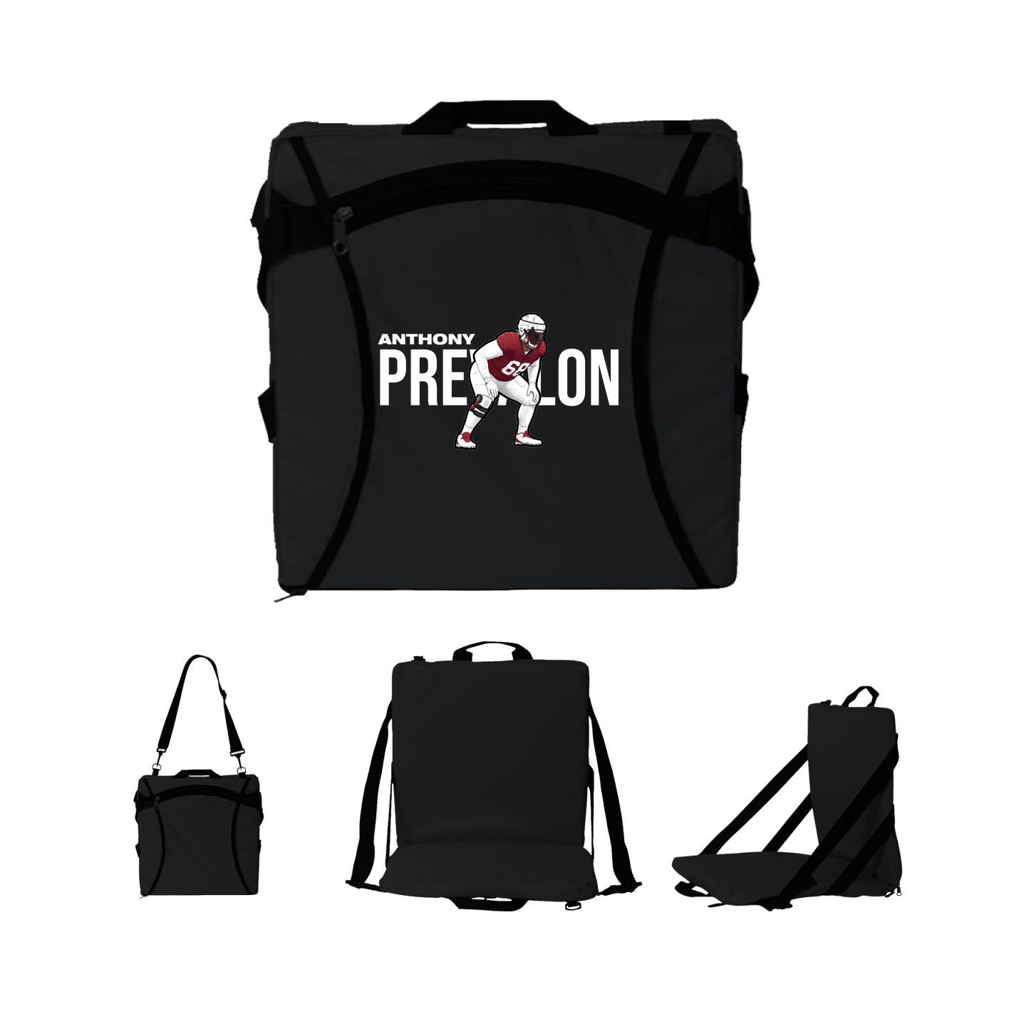 Folding Stadium Seat — Player Name in Black
