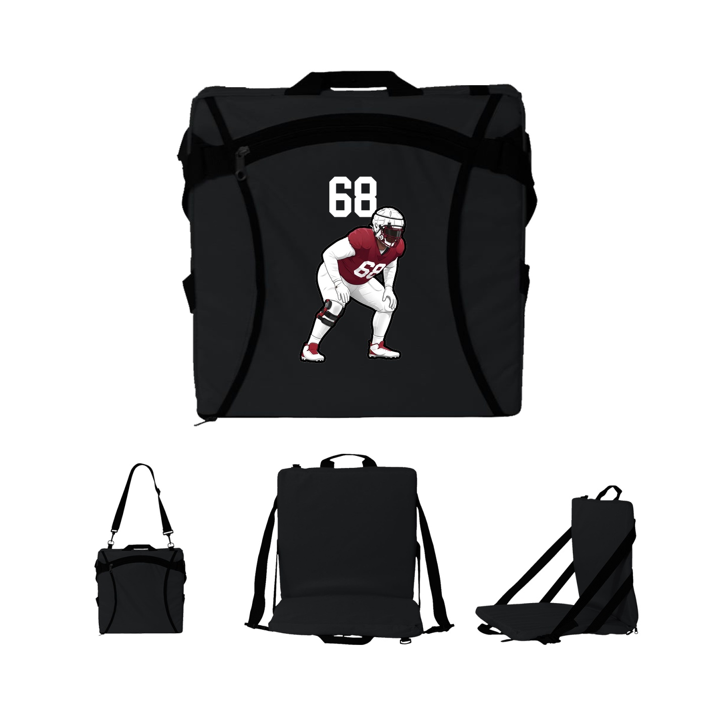 Folding Stadium Seat — Number Top in Black