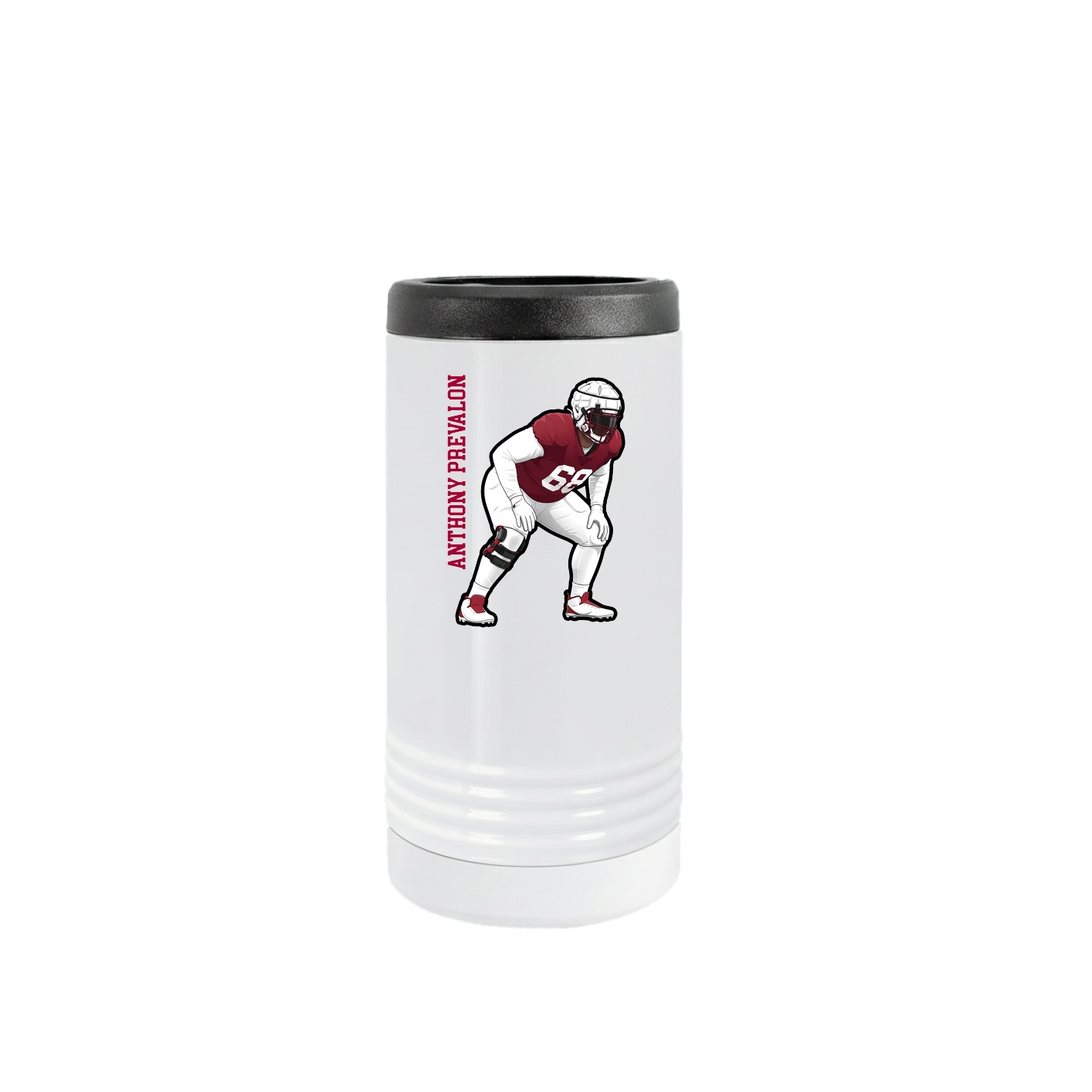 Slim Beverage Holder — Name Vertical in White