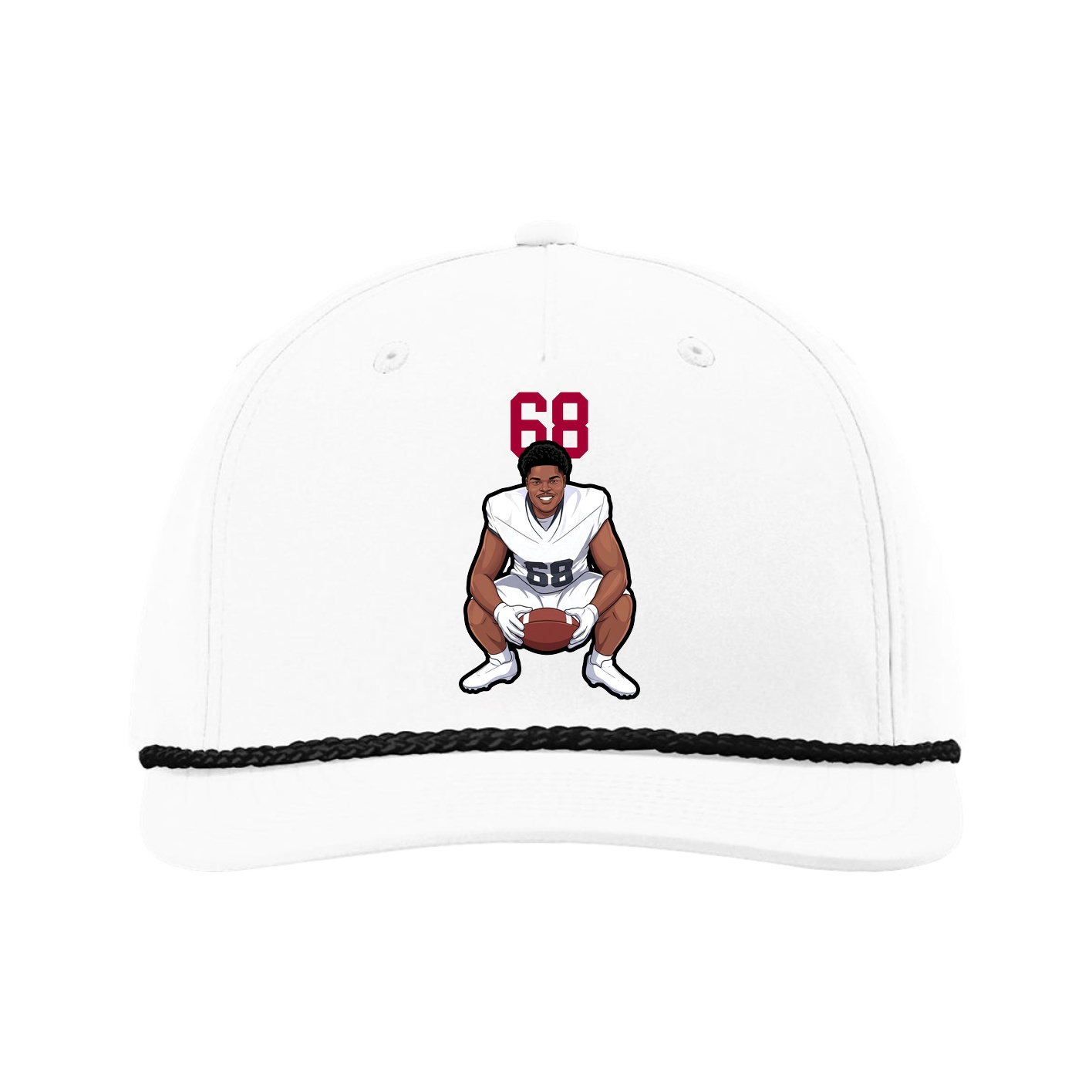 Five-Panel Classic Rope Cap — Number Top in White