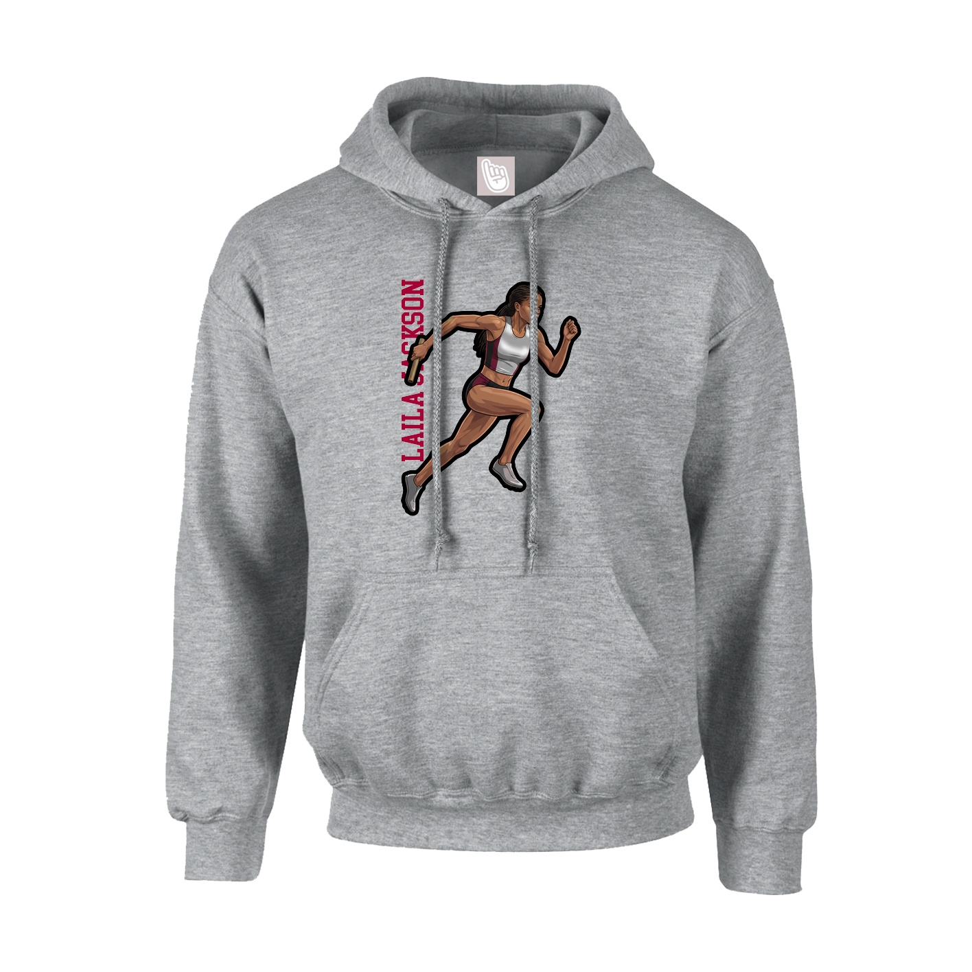 Youth Hoodie — Name Vertical in Grey