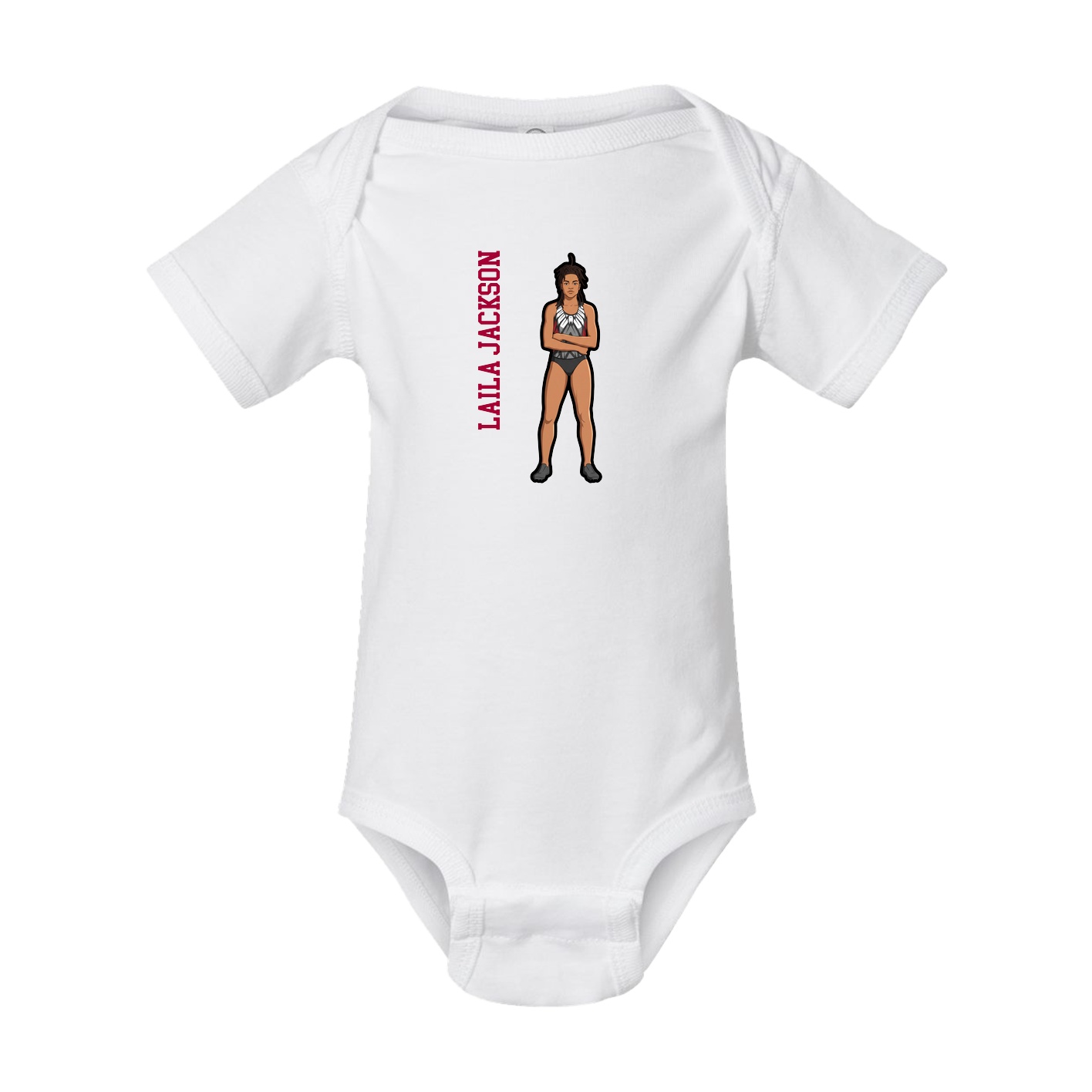 Baby Onesie — Name Vertical in White