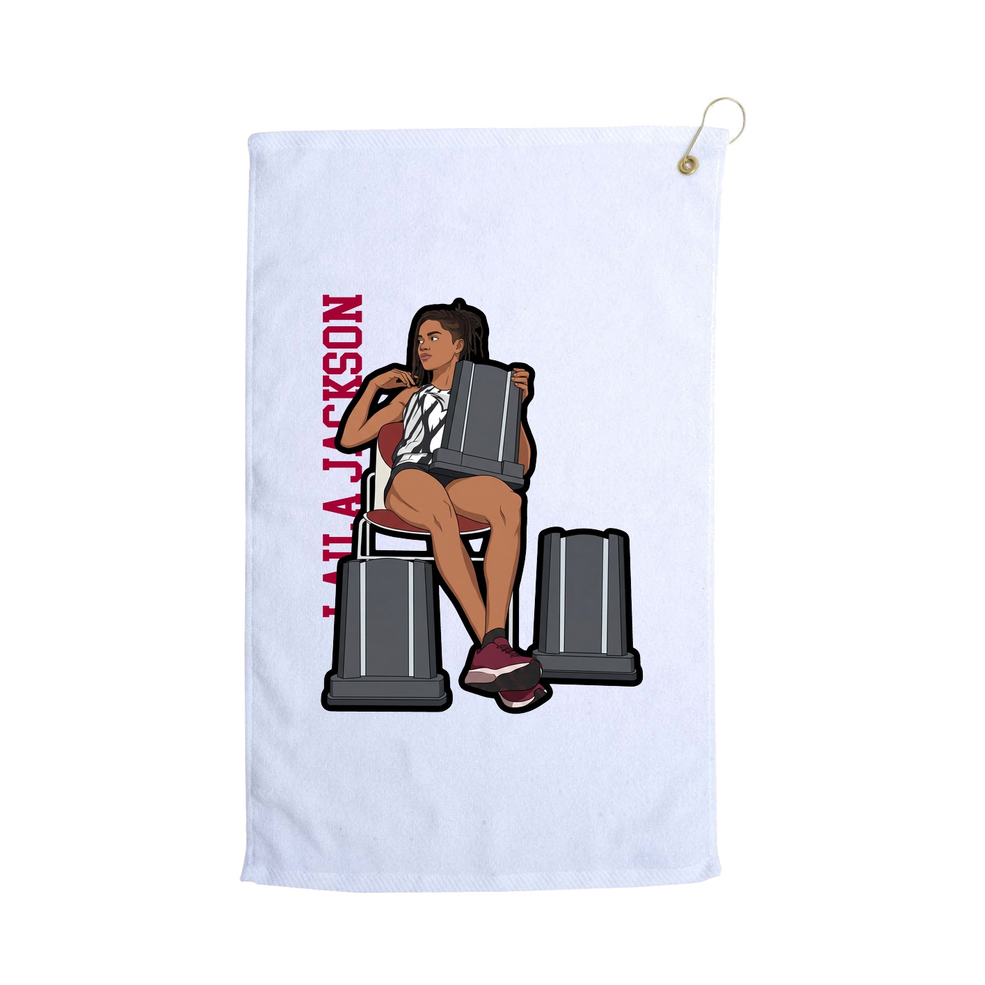 Golf Towel — Name Vertical in White