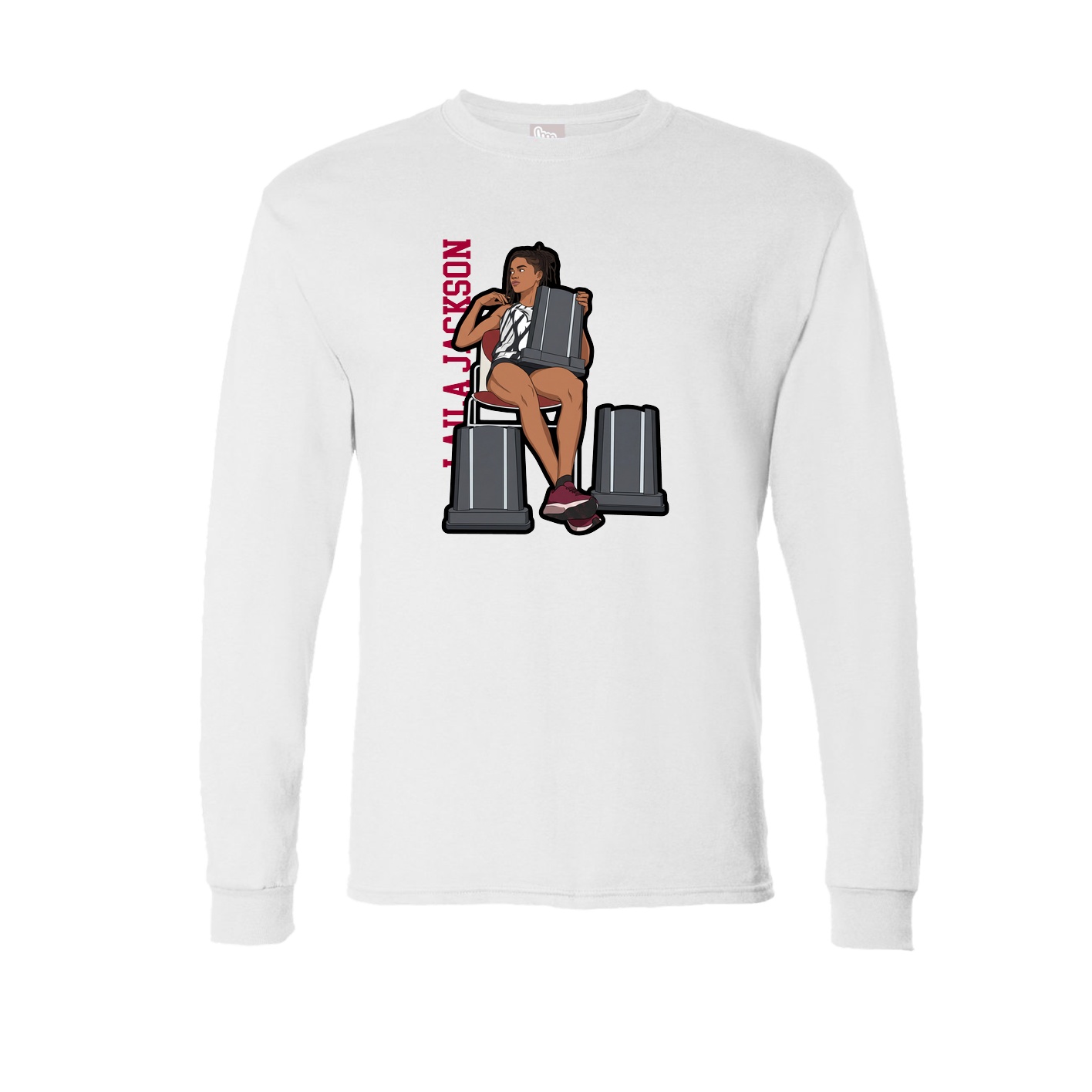 Long Sleeve Tee — Name Vertical in White