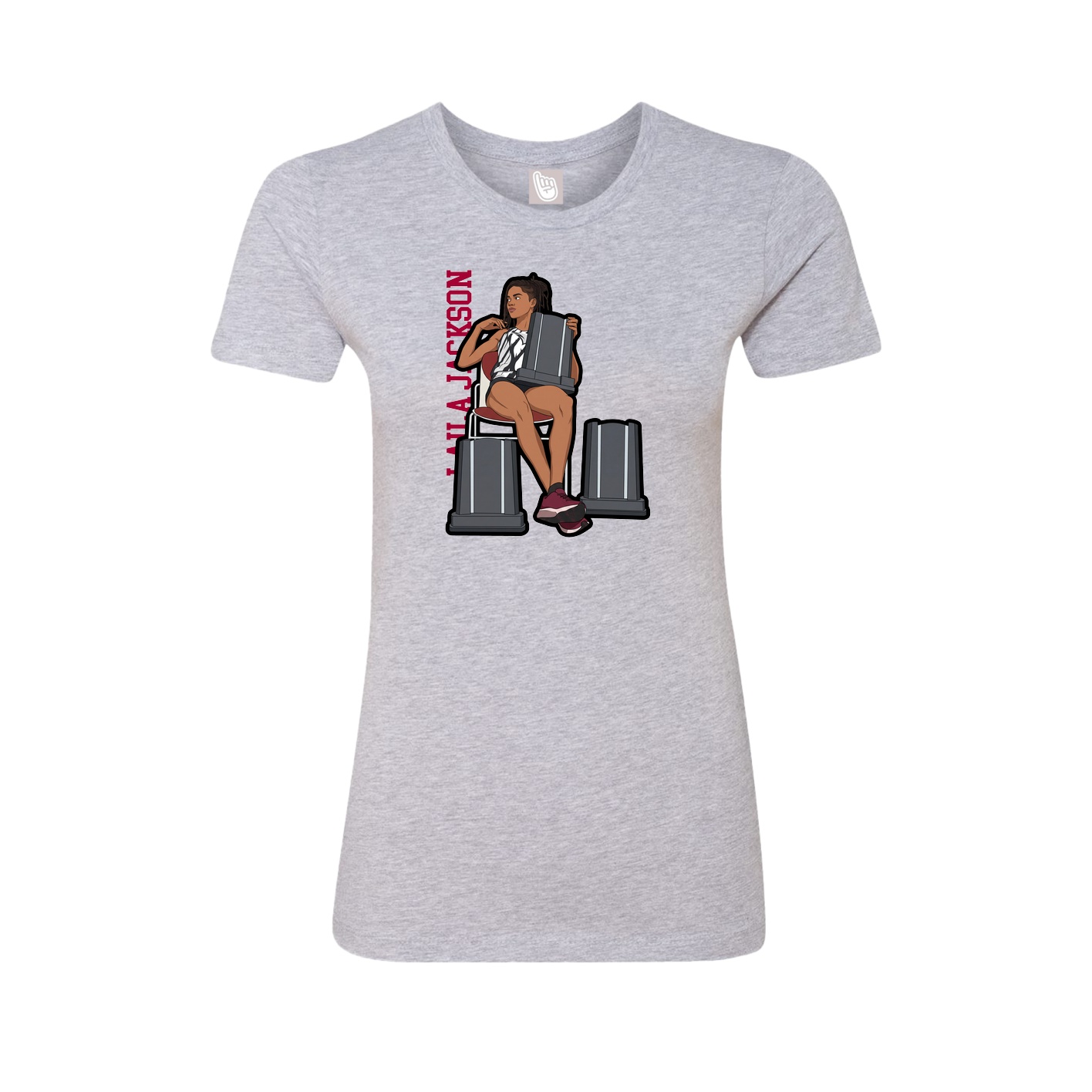 Fitted Women's Tee — Name Vertical in Grey