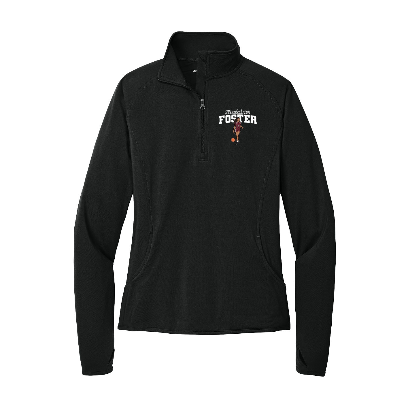 Women's Q-Zip Pullover — Name Arch in Black